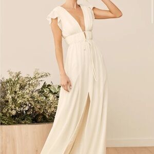 I’m All Yours Cream Ruffled Maxi Dress